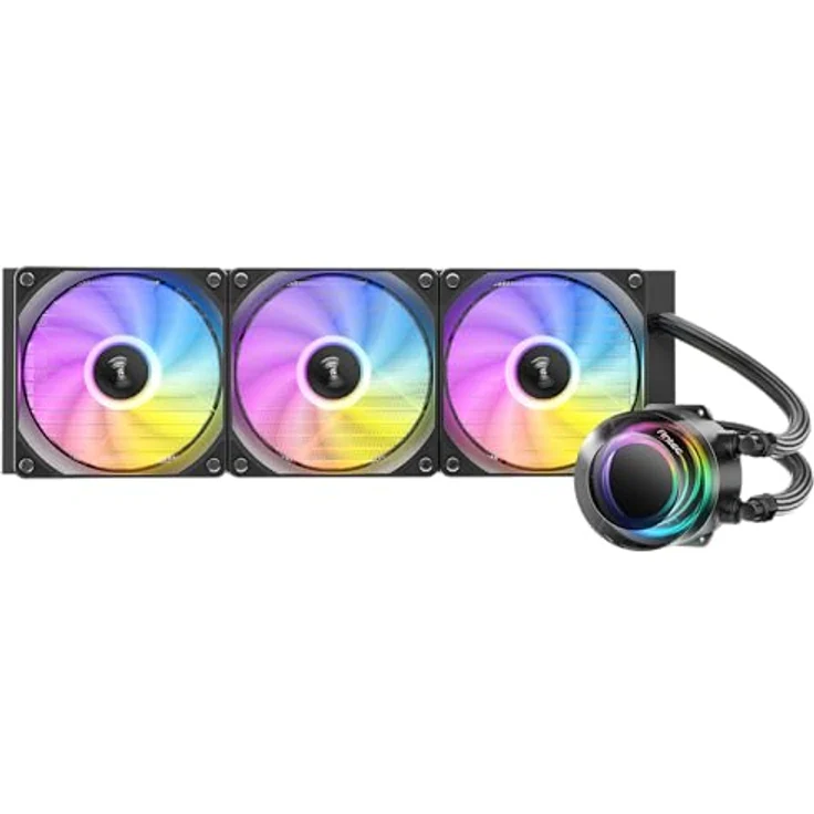 Antec Vortex Lum 360 ARGB Wasserkühlung mit hängendem Spiralpumpenkopf, 360-mm-Aluminium-Kühler und 3 ARGB-PWM-Kühlerlüfter, schwarz – Bild 5