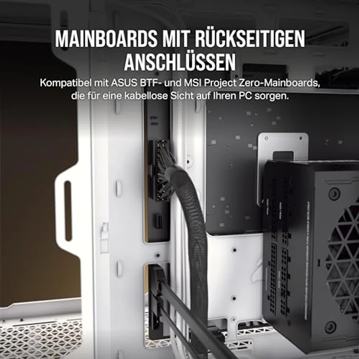 Corsair iCUE Link 2500X RGB gehärtetes Glas mATX Mid-Tower PC Gehäuse - Dual Chamber Design - 2X RX120 RGB Lüfter - Reverse Connection Motherboard, Schwarz – Bild 5