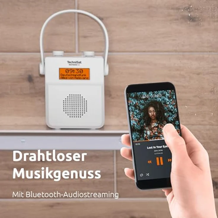 TechniSat DIGITRADIO 30 - wasserdichtes DAB+ Duschradio, weiß mit integriertem Akku, Bluetooth und Favoritenspeicher – Bild 5