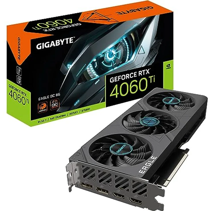 GIGABYTE GeForce RTX 4060 TI EAGLE OC 8GB Graphics Card - 8GB GDDR6 18Gbps 128bit, PCI-E 4.0, 2x DisplayPort 1.4, 2x HDMI 2.1a, NVIDIA DLSS 3, Supports 4K, Ada Lovelace Arch, GV-N406TEAGLE OC-8GD – Bild 1