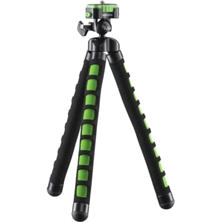 Mantona kaleido Flex leichtes Flex Stativ (mit hochwertigem 360° Kugelkopf, geeignet für Digital und Videokameras, Smartphones und Action Cams) lime green – Bild 2