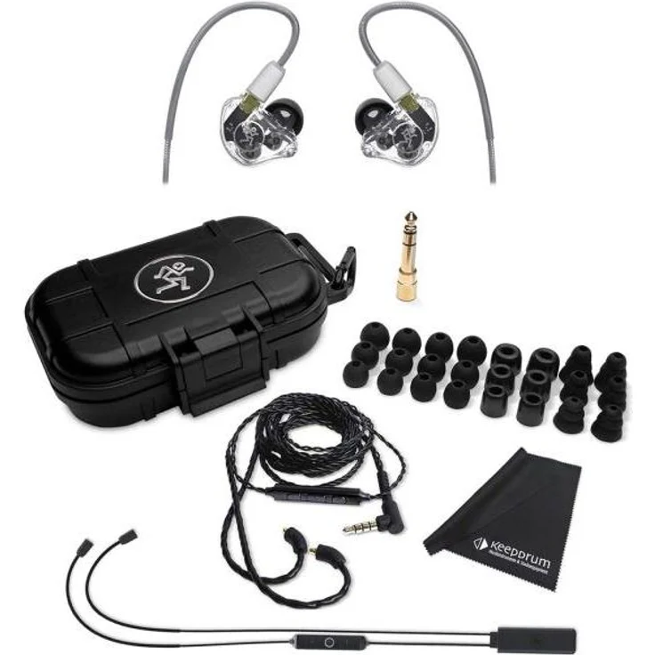Mackie MP-320 In-Ear Kopfhörer mit Bluetooth-Adapter und Passive Geräuschunterdrückung, Transparent