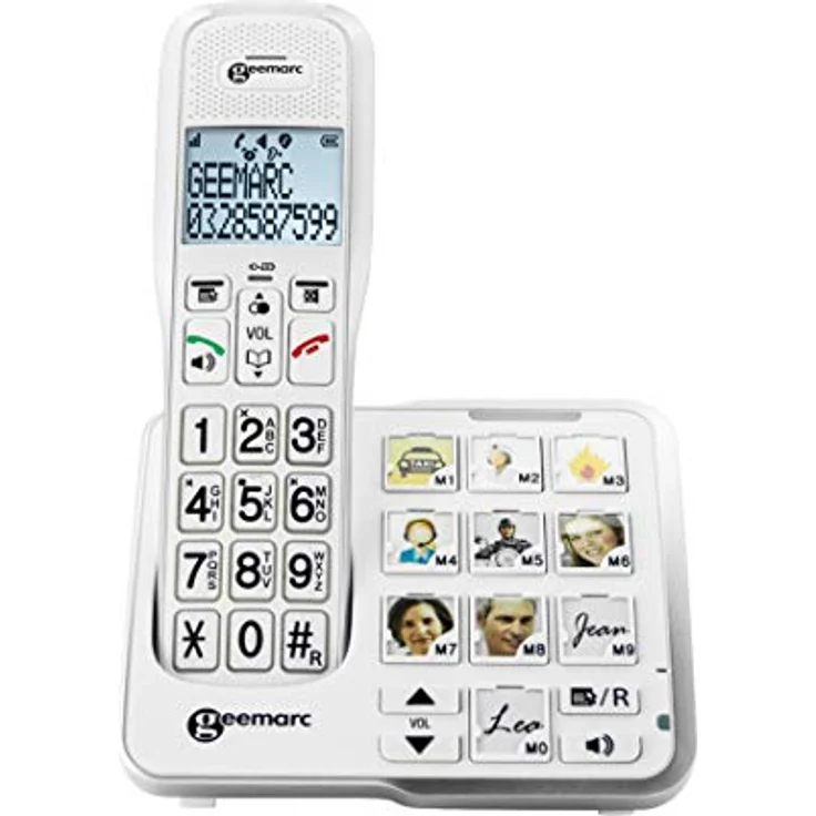 Geemarc AmpliDECT 595 DUO : 2 schnurlose verstärkte 50 dB Schwerhörigentelefone mit Fototasten, Anrufbeantworter, Sprachansage und SOS Taste - Deutsche Version – Bild 5