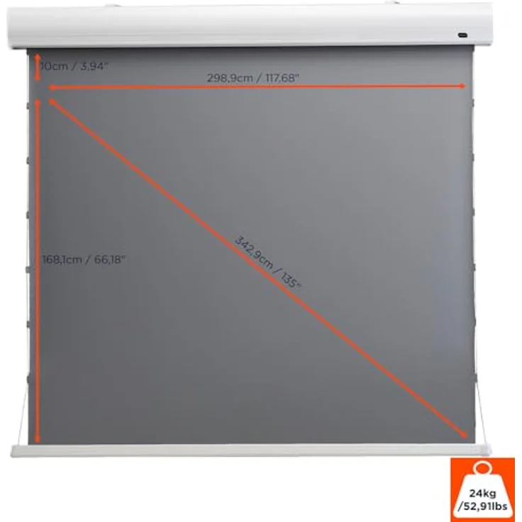 celexon HomeCinema Motorleinwand Tension 298 x 168 cm 135'' - Dynamic Slate ALR – Bild 4