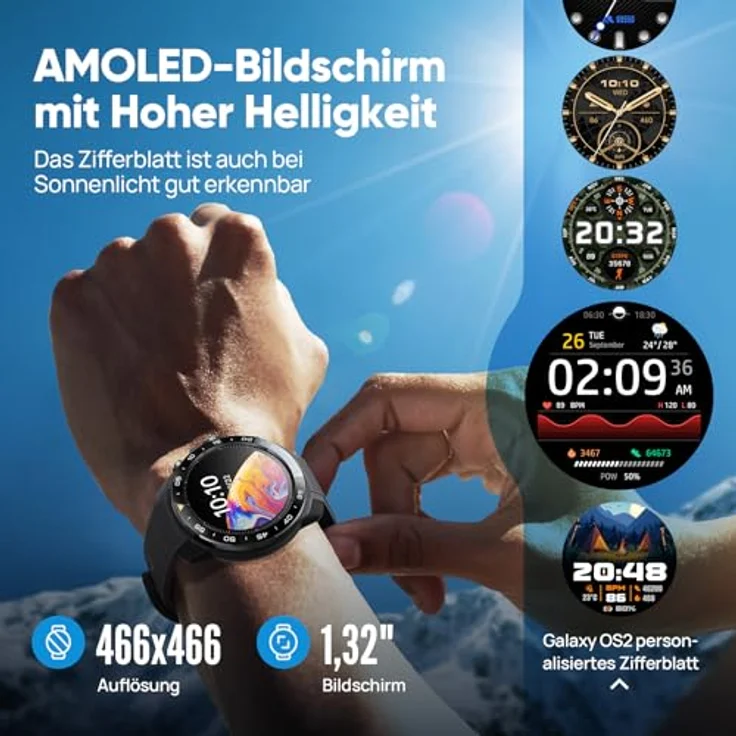 Mibro GS Explorer S, Multisport Smartwatch 10ATM wasserdicht, 1,32" AMOLED, Dualfrequenz-GPS, Tauchdaten-Tracking, langlebig, für Outdoor-Abenteuer – Bild 2