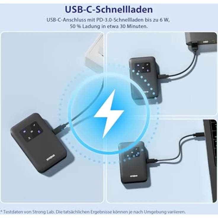 Strong 4G+ LTE MiFi Hotspot Router Wi-Fi 900, mobiler Router mit 2500 mAh Akku, Dualband-WLAN und USB Typ C – Bild 6