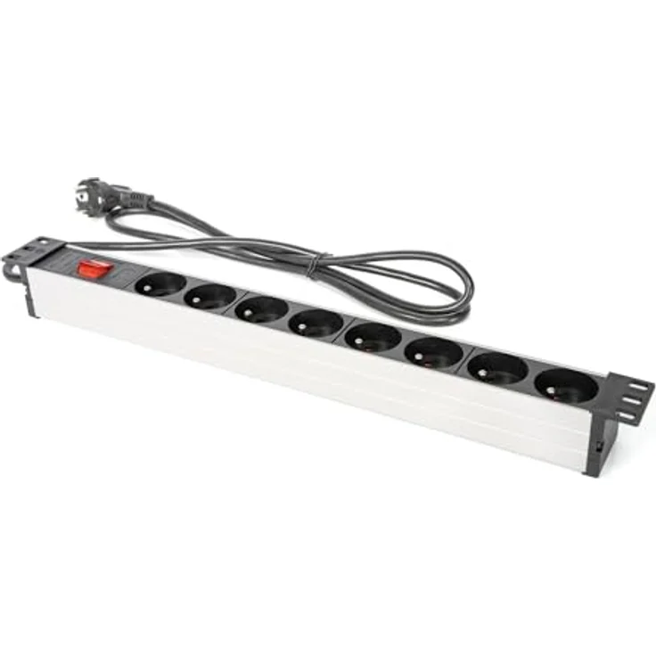 Ibiza - LC806-19" Rackmount 8-Fach Steckdosenleiste mit Hauptschalter - Aluminiumlegierung Schwarz - Französische Steckdosen – Bild 3