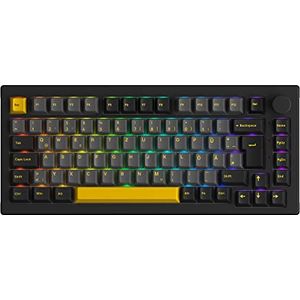 Bild für Akko 5075S Gasket Mechanische Tastatur ISO-DE 75% Layout Gaming Keyboard mit Drehknopf, Seite RGB Strip, Hotswap Linear Switch, Cherry PBT Keycap, Poron Schaum, NKRO für Win/Mac (Schwarz Gold)