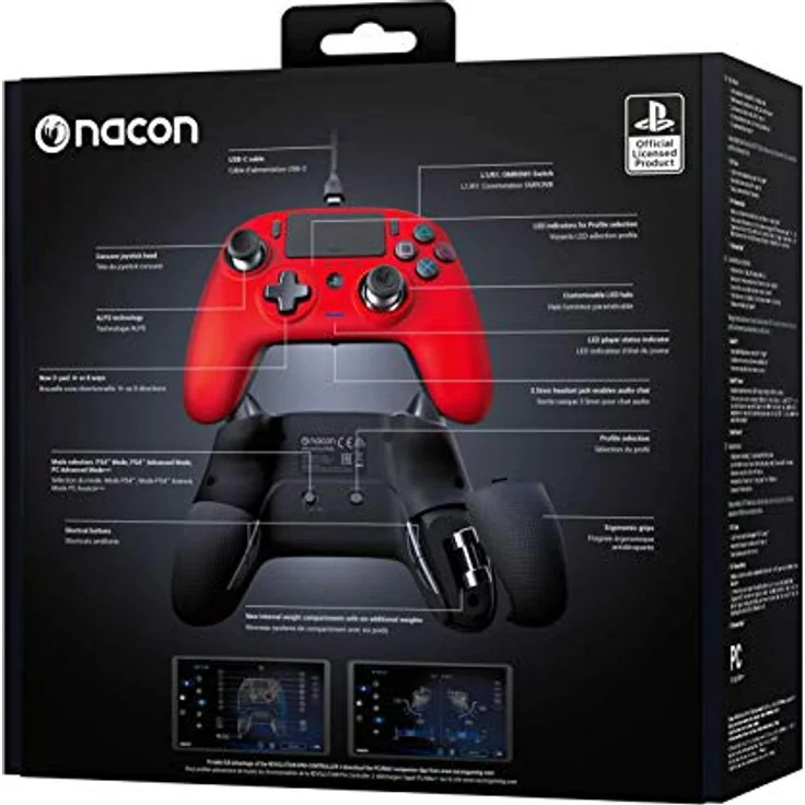 Nacon Gaming Revolution Pro Controller 3, USB 3.2 Gen 1 Gamepad für PC und PlayStation 4 (PS4), ergonomisches Design, rot – Bild 6