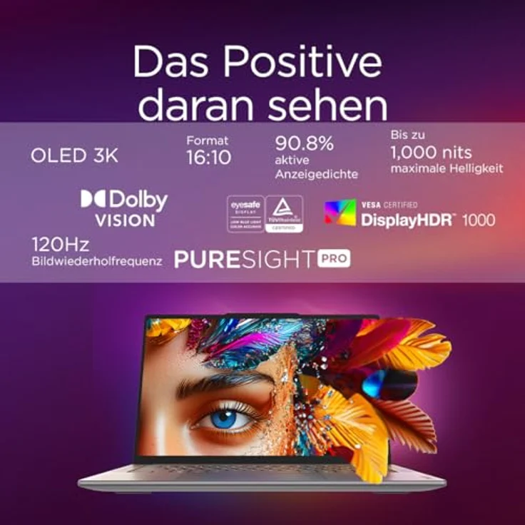 Lenovo Yoga Pro 7, 14,5" Notebook mit Intel Core Ultra 9 285H, 32 GB RAM, 1 TB SSD, Touch OLED Display, grau – Bild 4