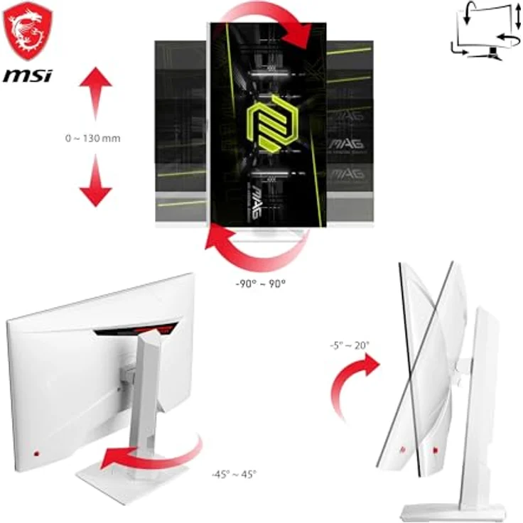 MSI MAG 274QRFW Gaming Monitor 27 Zoll WQHD - Rapid IPS 2560 x 1440, 180Hz/1ms, sRGB 123%, DisplayHDR 400 - DisplayPort 1.4a, HDMI 2.0b, randloses Design – Bild 5