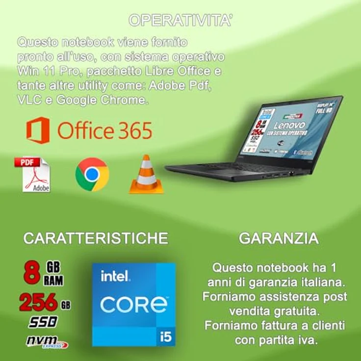 Lenovo Edition, Laptop Intel Core i5, gebrauchsfertig mit Office-Paket 365, 14-Zoll-HD-Display, 8 GB RAM, 256 GB SSD, italienische Garantie – Bild 5