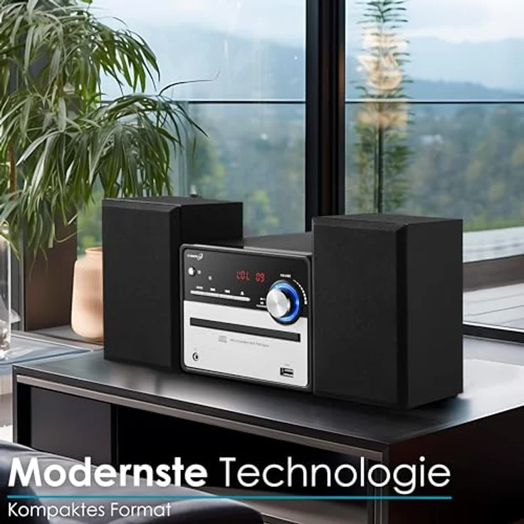 Cyberlux CL-3120 Retro HiFi Kompaktanlage | Stereoanlage | Kompaktanlage | USB | Line Out | CD/MP3 | FM Radio | 30 Speicherplätze | LED-Display | Kassettenspieler | Mini HiFi Anlage | Stereoanlage mit Boxen – Bild 2
