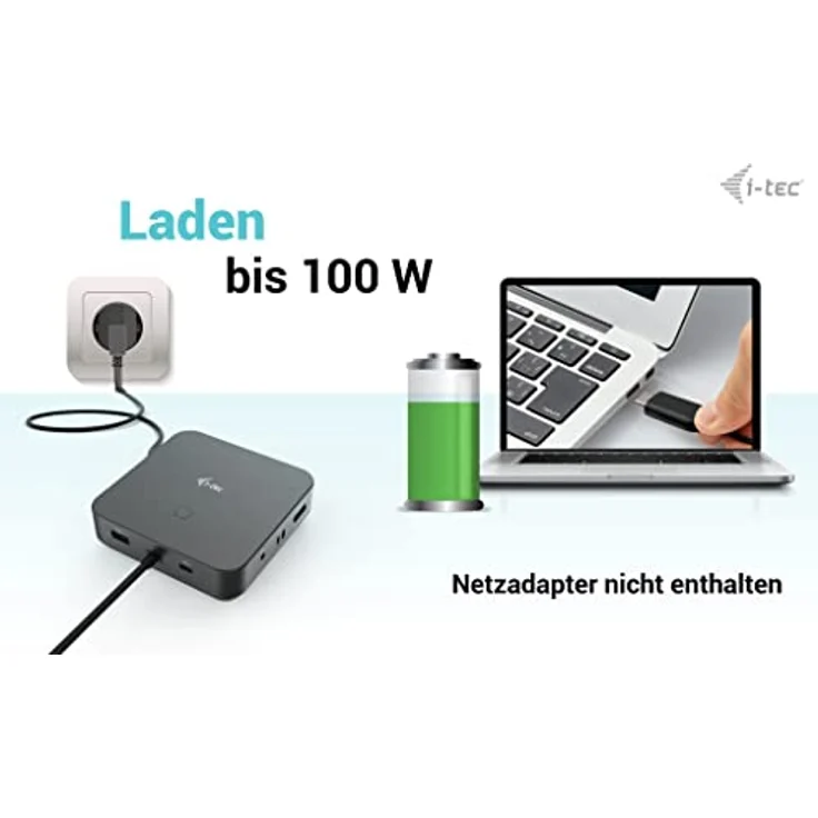 iTEC USB-C HDMI+2x DP Dock PD iTEC HDMI Dual DP PD 100W (C31Triple4Kdockpdpro) - Laptop-Dockingstation mit Unterstützung von bis zu drei externen 4K Monitoren, Auflösung von 5K/60 Hz, und 100W-Ladeadapter – Bild 2