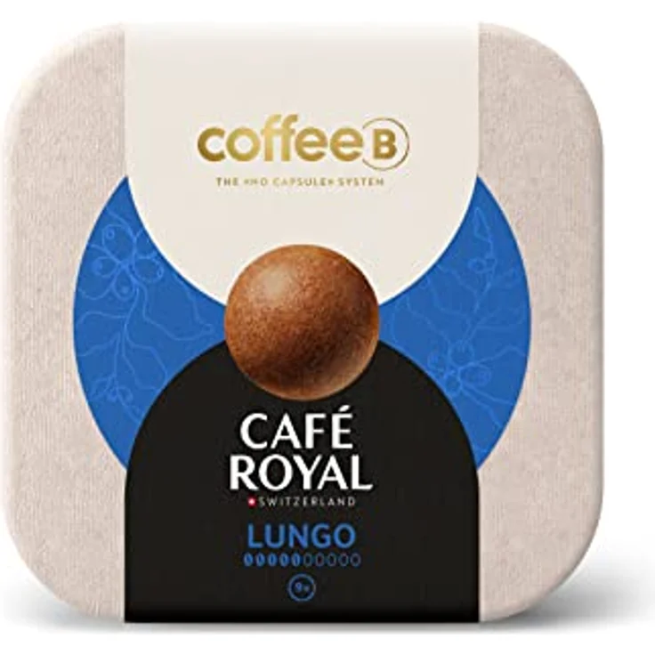 CoffeeB Café Royal Lungo, Kompostierbare Kaffeekugeln, 9 Stück, mit Noten von Johannisbeere, Nuss und Schokolade, kompatibel mit CoffeeB Maschinen – Bild 1
