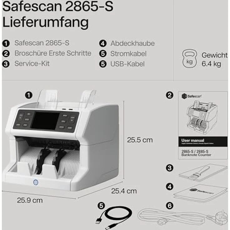 Safescan Geldschein-Zählgerät -'-'Safescan 2685-S-'-', grau Geschwindigkeit: 1.200 Scheine-Minute, 7-fache Falschgelder - 1 Stück (112-0648) – Bild 9