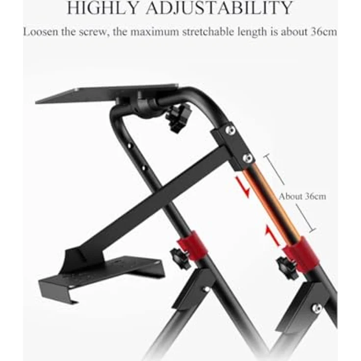 PXN Adjustable Gaming Wheel Stand A9, Höhenverstellbarer Stand für Lenkrad, Pedale und Gangschaltung, schwarz – Bild 4