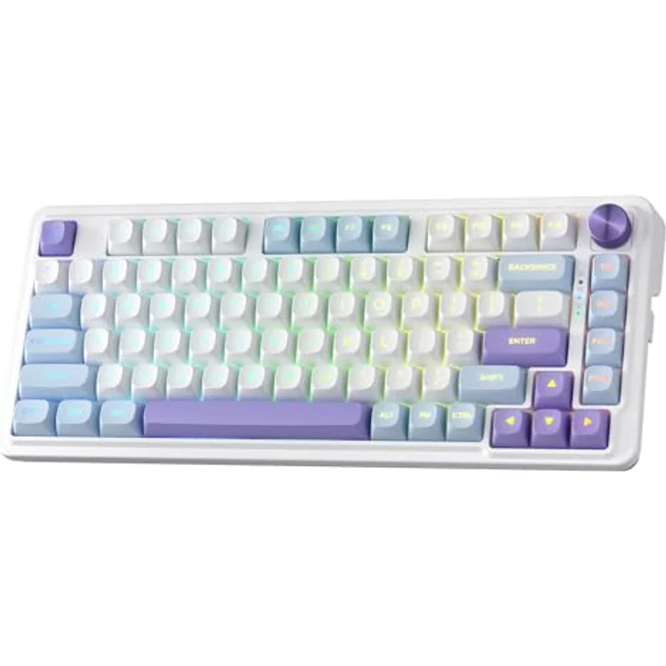 Redragon K673 MAX 75% kabellose Gasket RGB-Gaming-Tastatur, 3 Modi, 81 Tasten, kompakte PBT-Tastatur mit Hot-Swap, dedizierter Knopfsteuerung und 5-lagiger Geräuschdämpfung, linearer Schalter – Bild 1