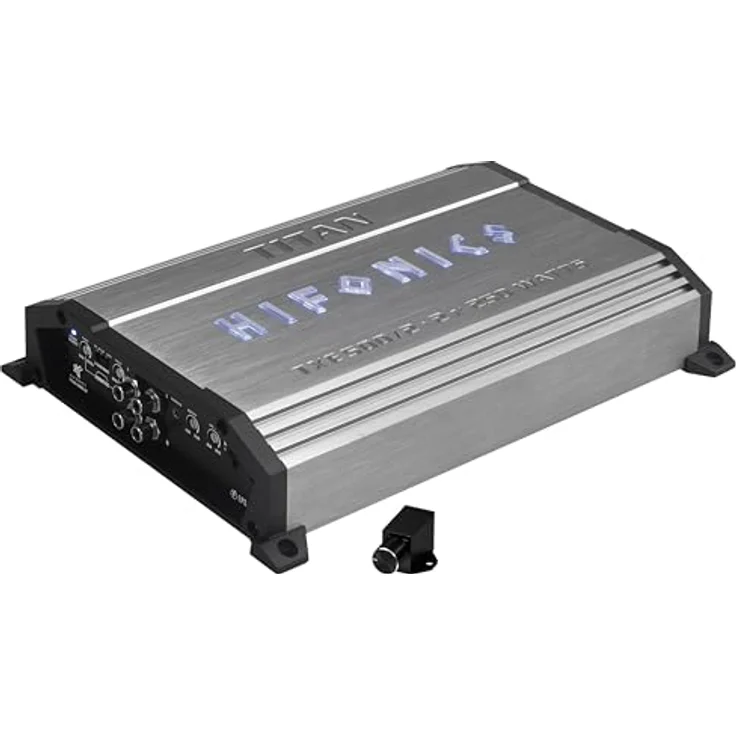 Hifonics TITAN EVO TXE500/2, Analog 2-Kanal Verstärker mit 250 W RMS, grau gebürsteter Aluminium-Kühlkörper und beleuchtetem Logo in Blau oder Weiß – Bild 1