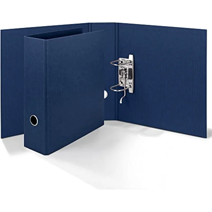 Rössler Aktenordner S.O.H.O., breit, handgefertigt, gerippte Struktur, A4, 8,5 cm, ohne Rückenschild, blau – Bild 4