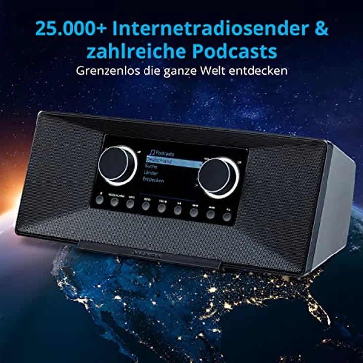 MEDION P85333 Internetradio mit DAB+ (WLAN, UKW, Spotify Connect, Amazon Music, DLNA, USB, Kopfhörer-Anschluss, AUX, Stereo Line-Out Cinch, Sleep Timer) Schwarz – Bild 2