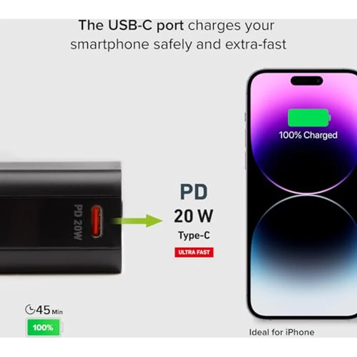SBS Power Bank (20000 mAh, 20 W, 77 Wh), Powerbank mit ultraschneller Ladefunktion, Schwarz – Bild 3