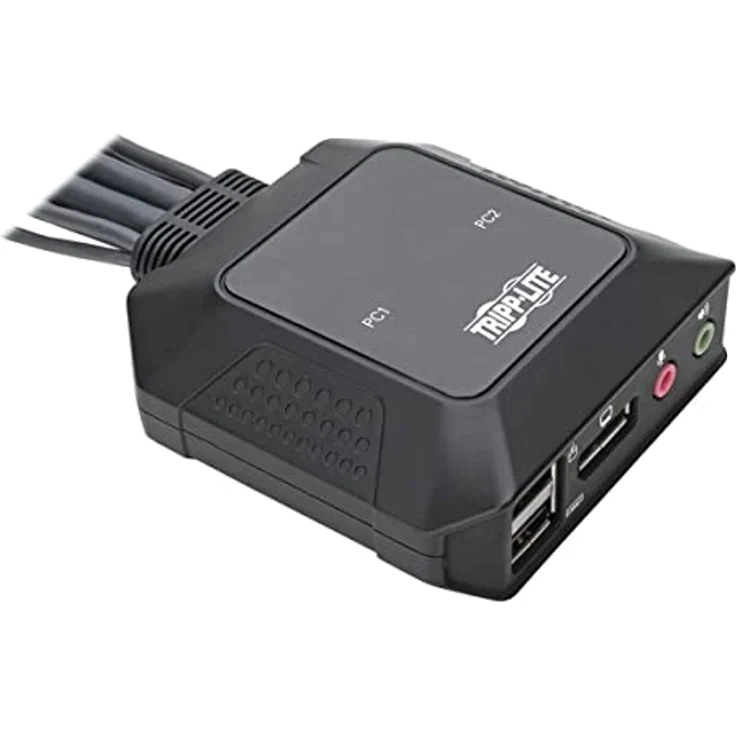 TrippLite by Eaton 2-Port DisplayPort 1.1/USB KVM-Switch mit Audio/Video, eingebauten Kabeln, USB-Peripherie-Freigabe (B032-DPUA2) – Bild 3