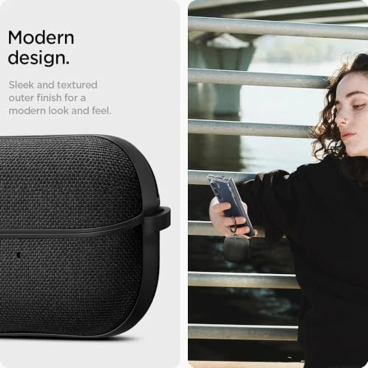 Spigen Urban Fit Hülle Kompatibel mit Samsung Galaxy Buds 3 Pro | Galaxy Buds 3 - Schwarz, Strickstoff, Kratzschutz, kabelloses Laden – Bild 4