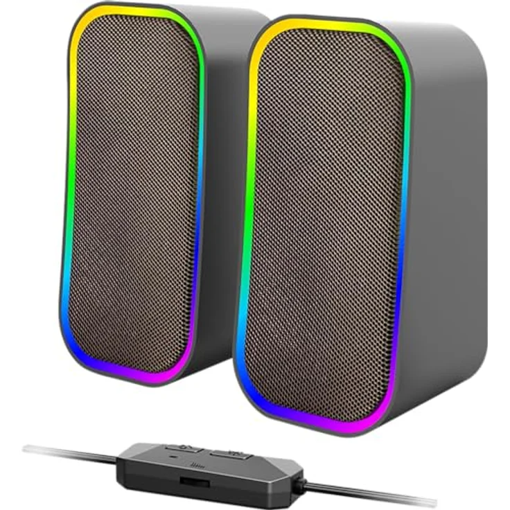 Speedlink Token Gaming PC Lautsprecher Bluetooth - RGB Gaming Lautsprecher, 3,5mm AUX Klinke oder Bluetooth Verbindung, 6 Beleuchtungsmodi, 12W, schwarz – Bild 1