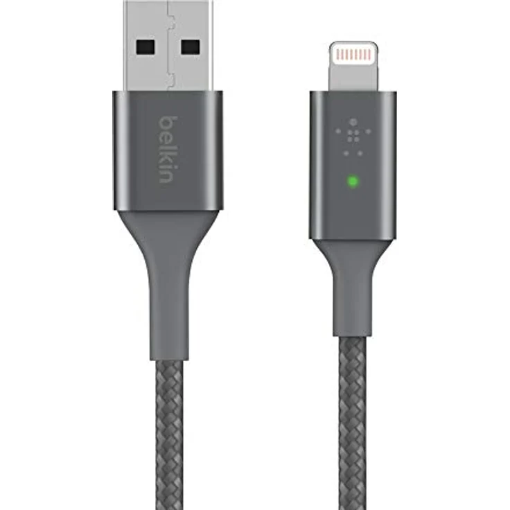 Belkin Smart LED-Ladekabel, USB-C auf Lightning, 1,2 m, Anzeige des Ladestatus, für iPhone, AirPods und iPad, Grau (CAA007bt) – Bild 2