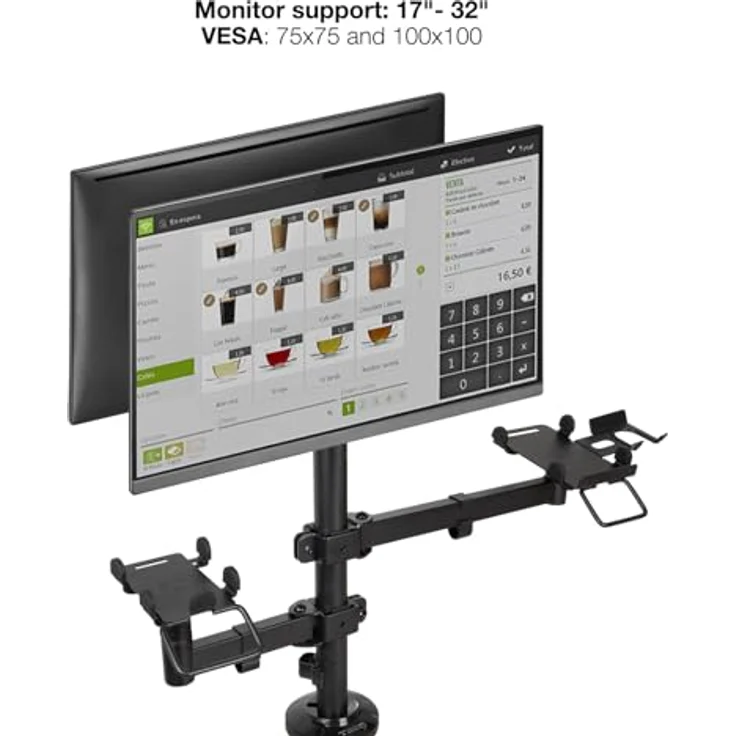 Tooq Technology TQPM0002, Tischhalterung für Monitor 17"-32" mit VESA 75x75 und 100x100, Schwarz – Bild 3