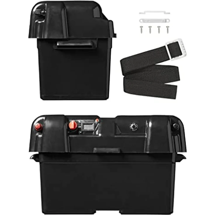 ProPlus Batterien Box, Batteriekasten mit USB Steckdose, 1x 12V und 2x USB-Anschlüsse, mit Voltmeter, Maße 35x18x20cm, säurebeständig – Bild 4