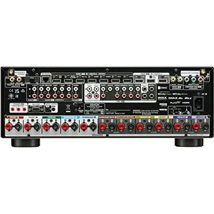 Denon AVC-X4800H 9.4-Kanal AV-Receiver, Verstärker mit Auro-3D, Dolby Atmos, DTS:X,6 "8K-Eingängen und 3 Ausgängen, Bluetooth, Airplay 2, HEOS-Multiroom, Alexa kompatibel, Schwarz – Bild 3