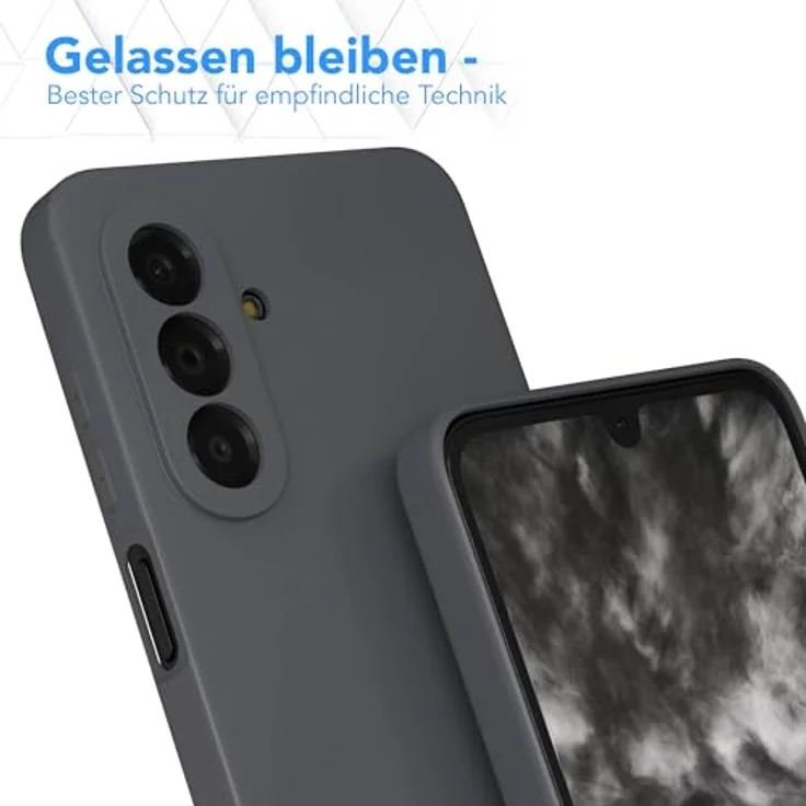 EAZY CASE Silikonhülle für Galaxy A17, grau, stoßfest, mit Kameraschutz und kabellos Ladefunktion, dünn, anthrazit matt – Bild 4