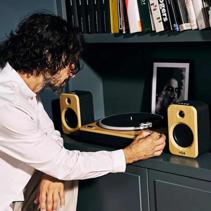 House Of Marley EM-JA028-SB, Get Together Duo 2, Verkabelte und kabellose Stereo-Lautsprecher aus Holz, Schwarz, mit bis zu 25 Stunden Akkulaufzeit und True Wireless Stereo Funktion – Bild 2
