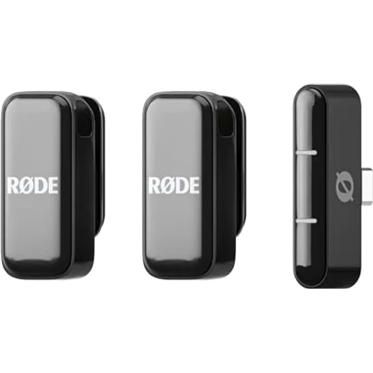 RØDE Wireless Micro - Kompaktes drahtloses Mikrofon, zwei Mikrofone mit Ladehülle - USB-C, Schwarz