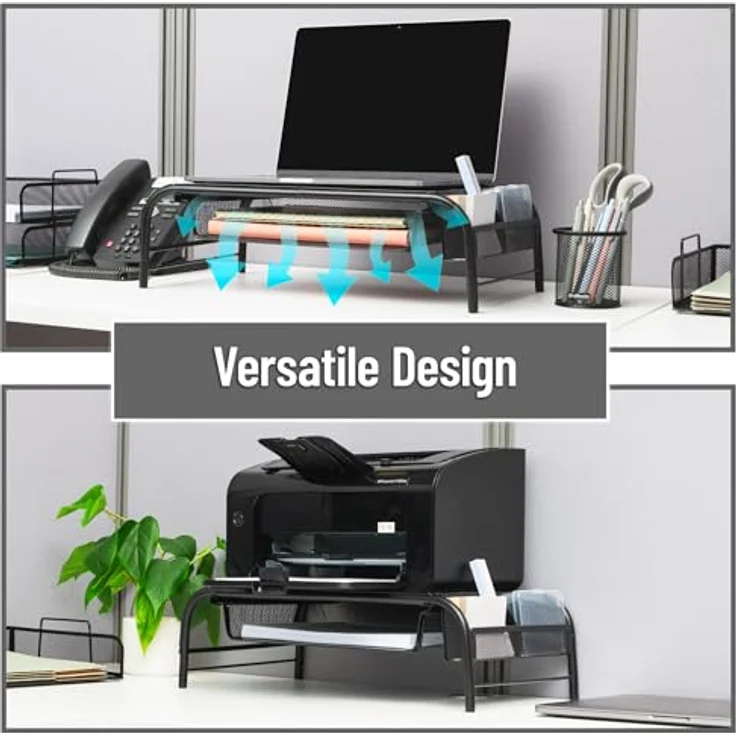 Mind Reader 'Raise' Metall Mesh PC Laptop IMac Computer Monitor Stand mit Schublade, schwarz – Bild 7