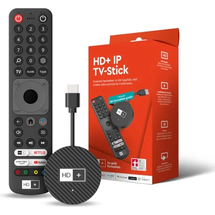 HD+ Streaming-Stick IP TV-Stick, 4K UHD mit über 100 HD-Sendern, inkl. 1 Monat HD+ IP