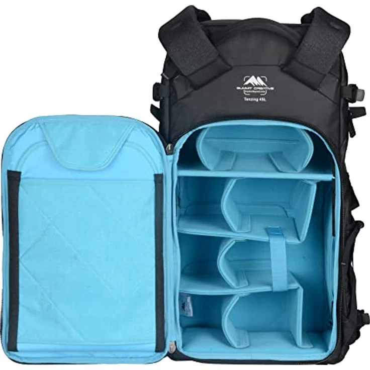 Summit Creative Tenzing Zip Top Backpack 25l, wasserabweisender Fotorucksack mit seitlichem Zugriff und Laptopfach bis 13,3", schwarz – Bild 4