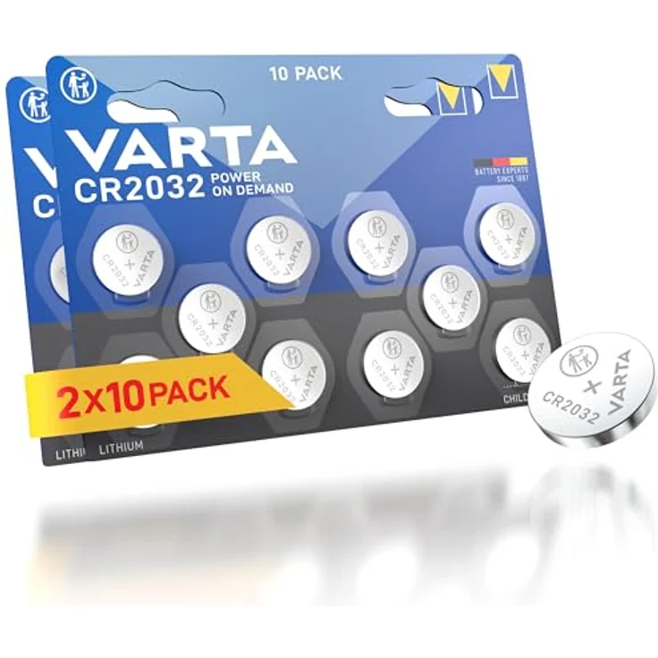 VARTA CR2032 Lithium Knopfzellen 3V Batterie in Original Blisterverpackung, 20er Pack – Bild 2