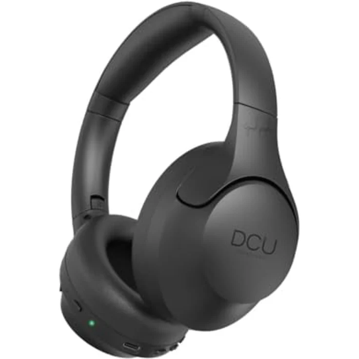 DCU TECNOLOGIC Kabellose Bluetooth-Kopfhörer mit 15 Stunden Akkulaufzeit, USB-C-Aufladung und faltbarem Design, Schwarz – Bild 1