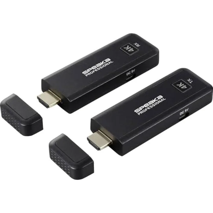 SpeaKa Professional SP-TR-450 HDMI-Funkübertragung Set, 50 m Reichweite, 2.4 GHz / 5 GHz, 3840 x 2160 Pixel, integrierte LED-Anzeige