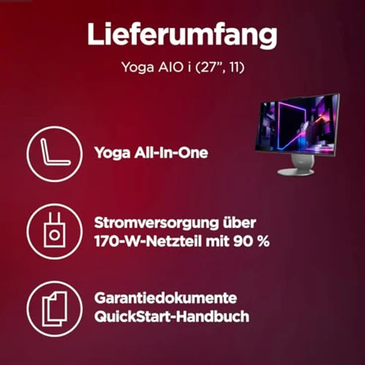 LENOVO Yoga AIO 27IPH11, All-in-One-PC mit Intel® Core™ Ultra 7, 27" QHD Touch-Display, 32 GB RAM, 1 TB Speicher, Windows 11 Pro – Bild 11