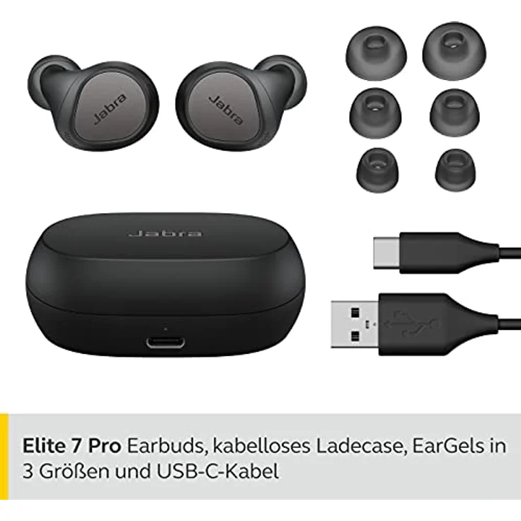 Jabra Elite 7 Pro In Ear Bluetooth Earbuds - True Wireless Kopfhörer in kompaktem Design mit anpassbarer Aktiver Geräuschunterdrückung und Jabra MultiSensor Voice für klare Anrufe - Titanschwarz – Bild 2
