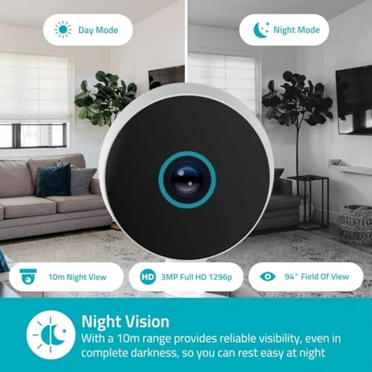 Nedis SmartLife Innenkamera, 3MP Full HD 1296p, Wi-Fi, Nachtsicht bis 10m, Bewegungserkennung, Weiß – Bild 7