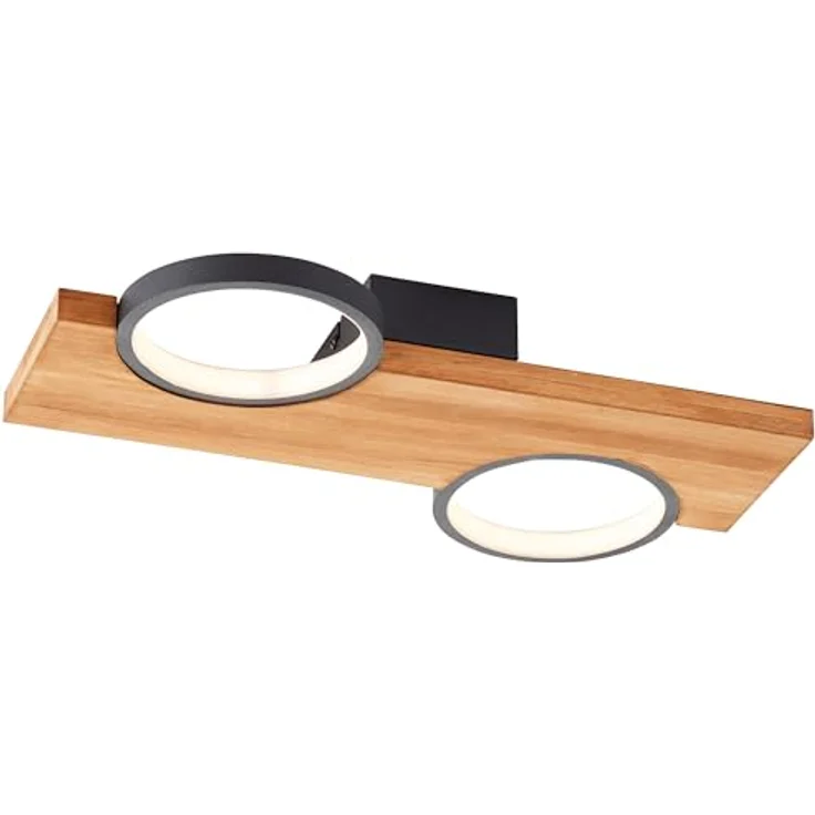 Brilliant Lampe Cheesy LED Deckenleuchte 40x25cm matt schwarz/holz braun 14 W LED integriert, Energieeffizientes warmweißes Licht, nachhaltiges Holz - FSC-zertifiziert – Bild 5