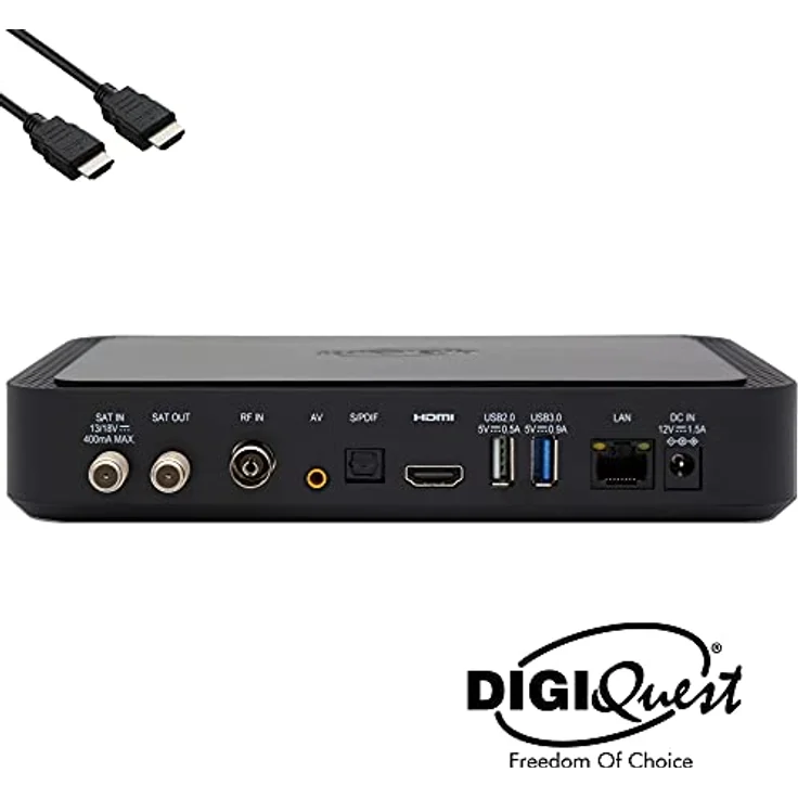 HTS e-com TiVuSat Karte 4K UHD + DIGIQuest Q80 Sat Receiver, zertifizierte TiVuSat Receiver mit Karte (AKTIVIERT), Mediaplayer, WebRadio, 150 WiFi USB Stick, HTS HDMI Kabel, in Schwarz. – Bild 4