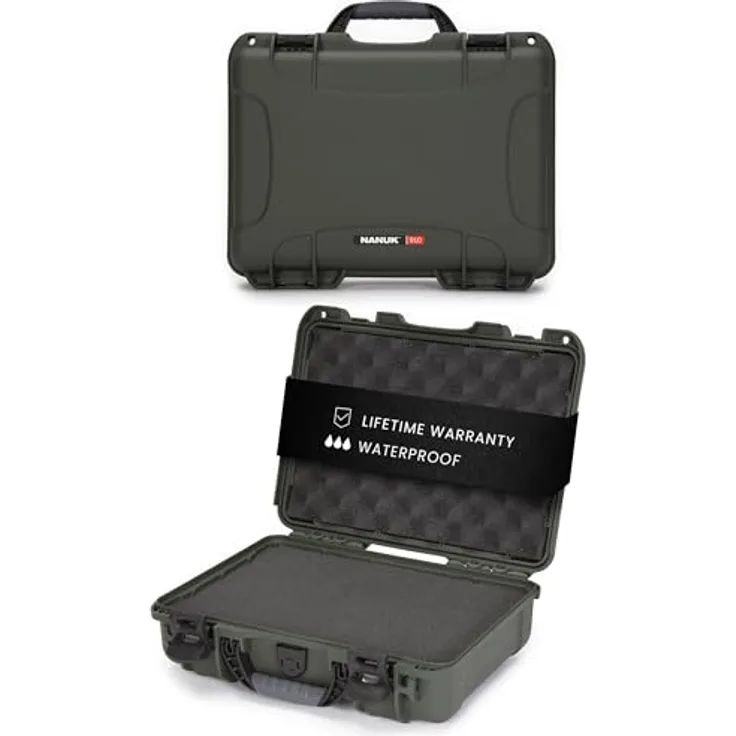 Nanuk 910 Wasserdichter Hartschalenkoffer Mit Plüschschaumeinlage - Olive, IP67 Wasserdicht, Schlagfester NK-7 Kunststoff, Lebenslange Garantie