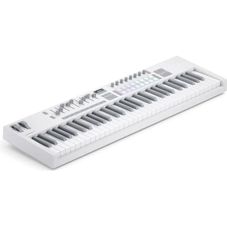 Novation Launchkey 61 MK4 WH, USB MIDI-Controller mit 61 gewichteten Tasten, 16 FSR-Drum-Pads, OLED-Display und umfangreicher Software inklusive Ableton Live Lite, weiß – Bild 2