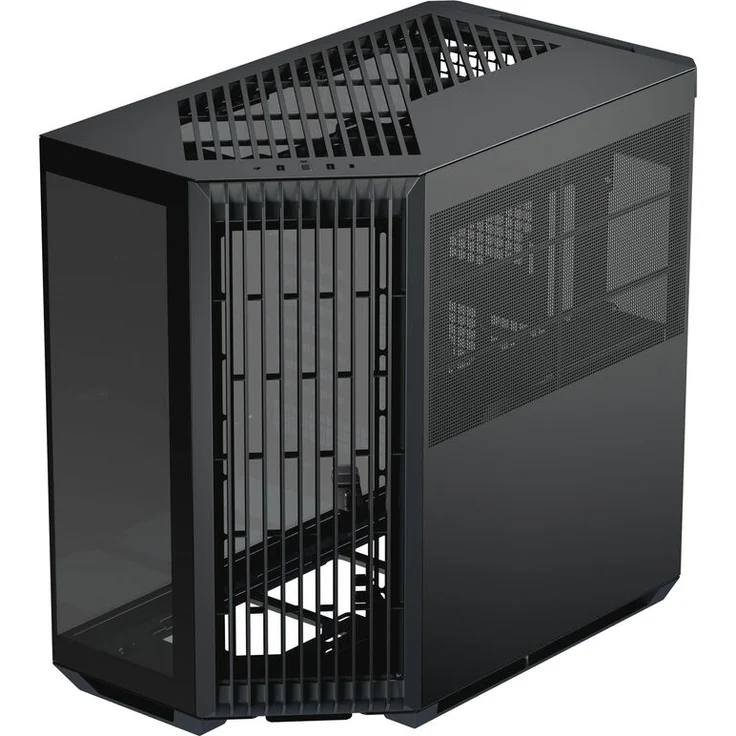 APNX V1 PC-Gehäuse, Midi-Tower, ATX, Tempered Glass - schwarz, mit Panoramafenster, außerordentlich guter Airflow – Bild 1